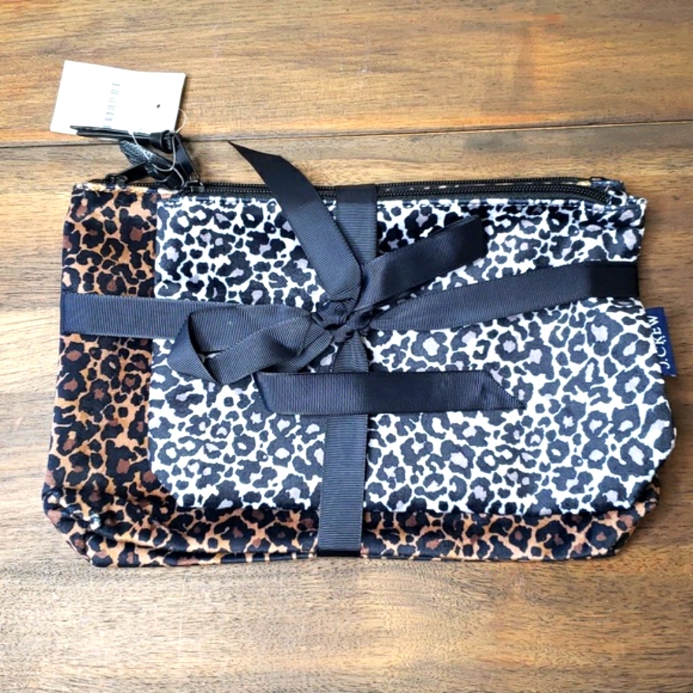 J Crew NWT Animal Print Travel Pouches Set
